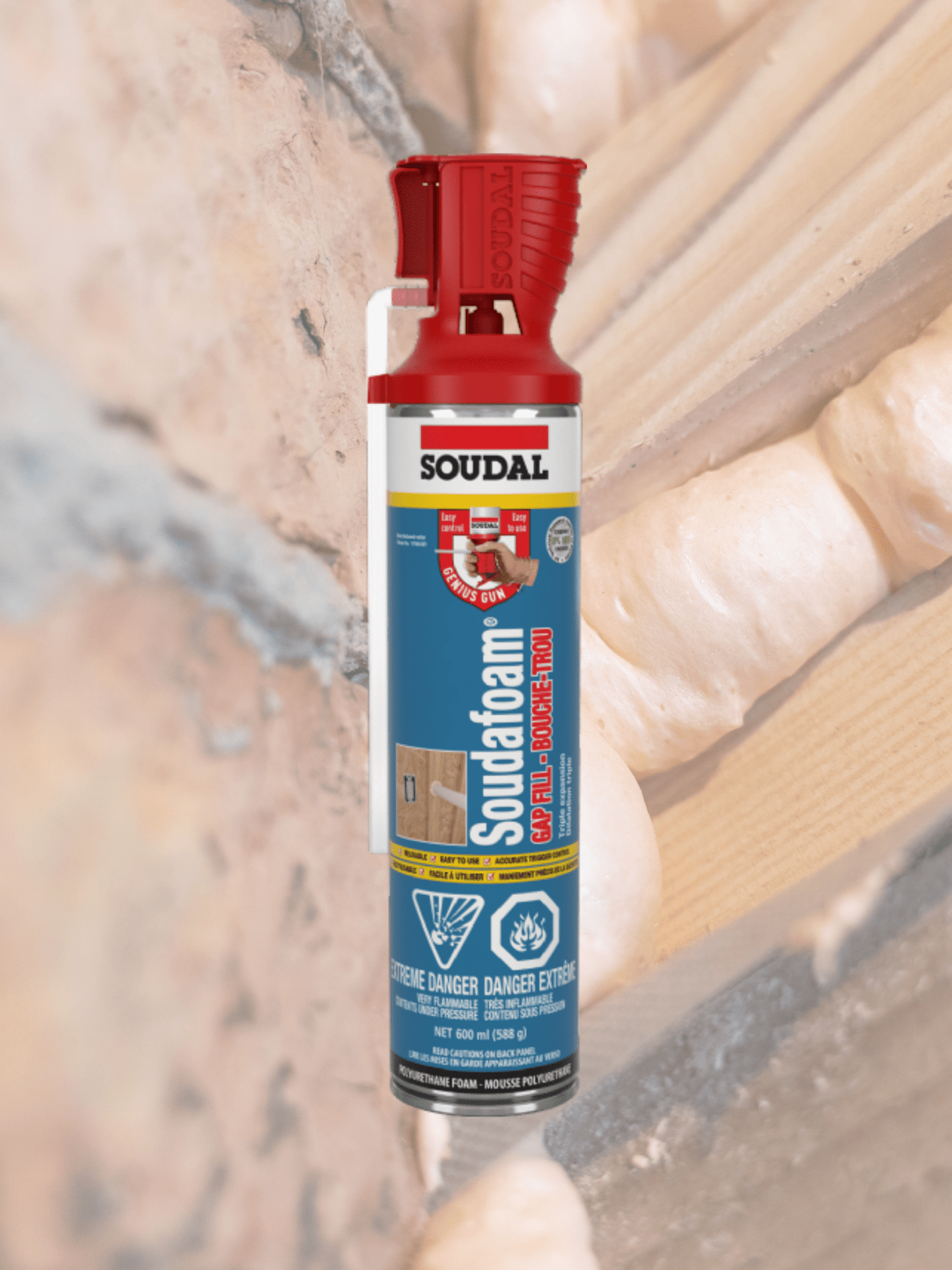 Soudafoam Bouche Trou 600ml – Mousse Polyuréthane à Haute Expansion - Isolant en mousse par Groupe SS360 - Disponible chez Groupe SS360